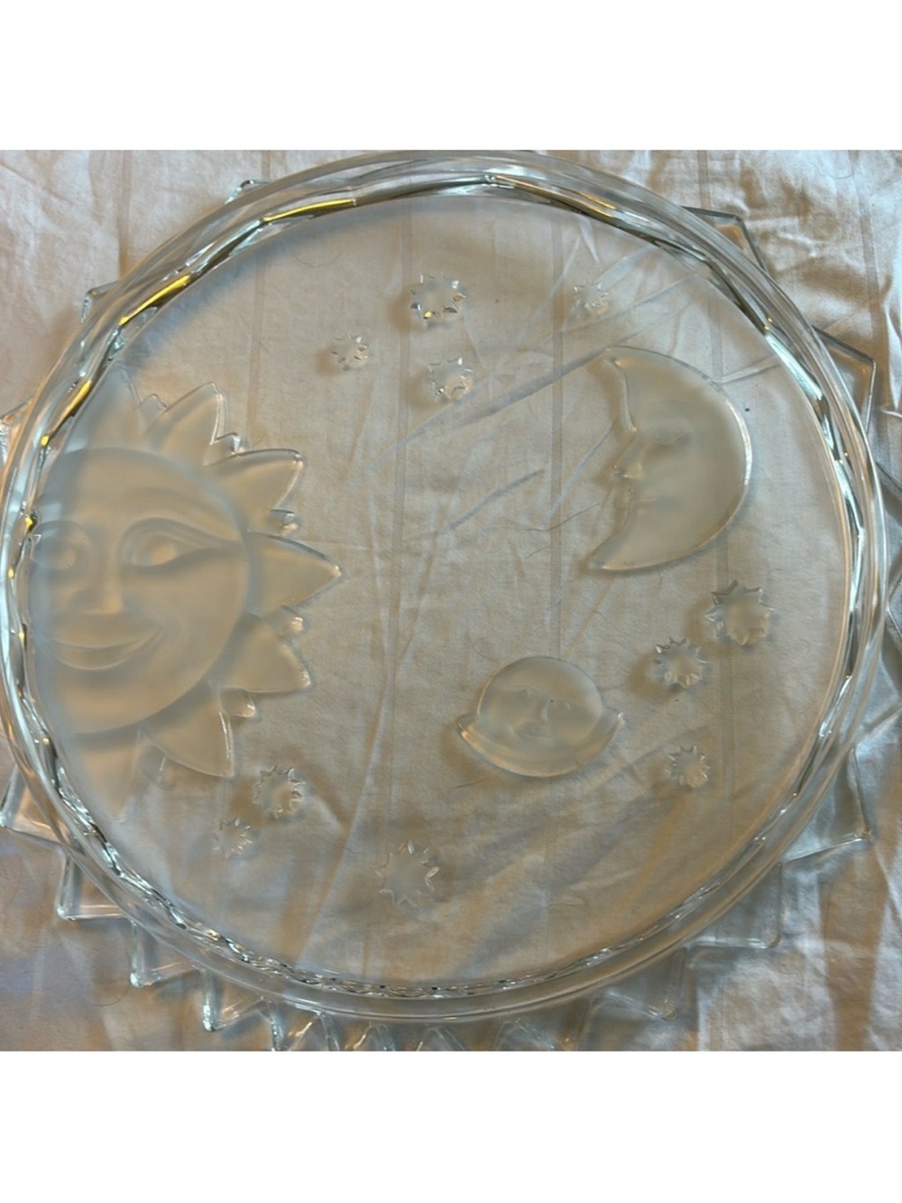 Studio Nova Celestial Glass Platter, Sun Moon Stars Motif
